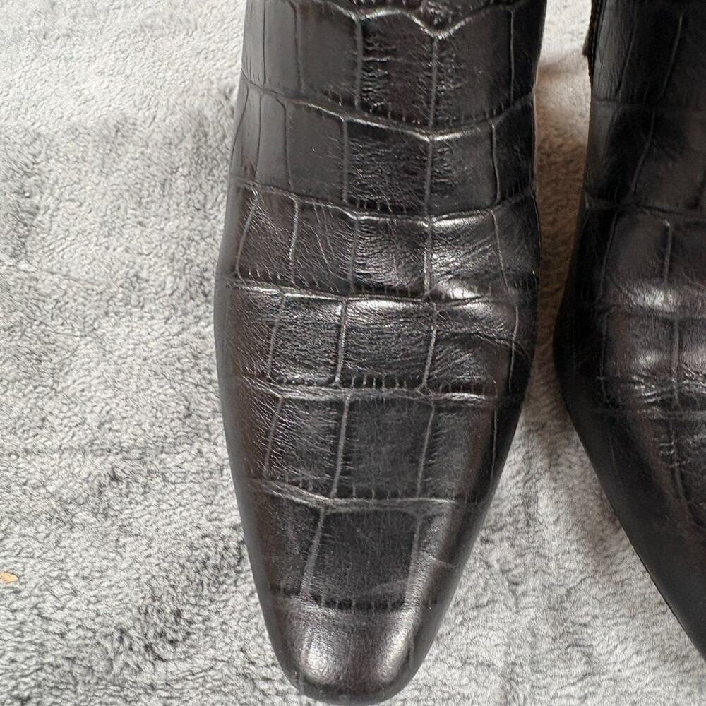 Vince Camuto VC-Aliost Ankle Boots Womens 6.5M Black Croc Embossed Leather - Picture 4 of 16